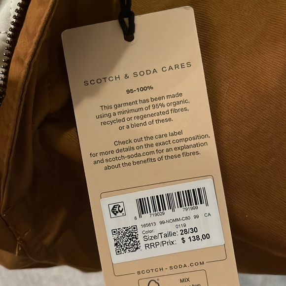 NWT Scotch & Soda Men’s Mott Super-Slim Chino 28/30 color of walnut - Picture 14 of 14